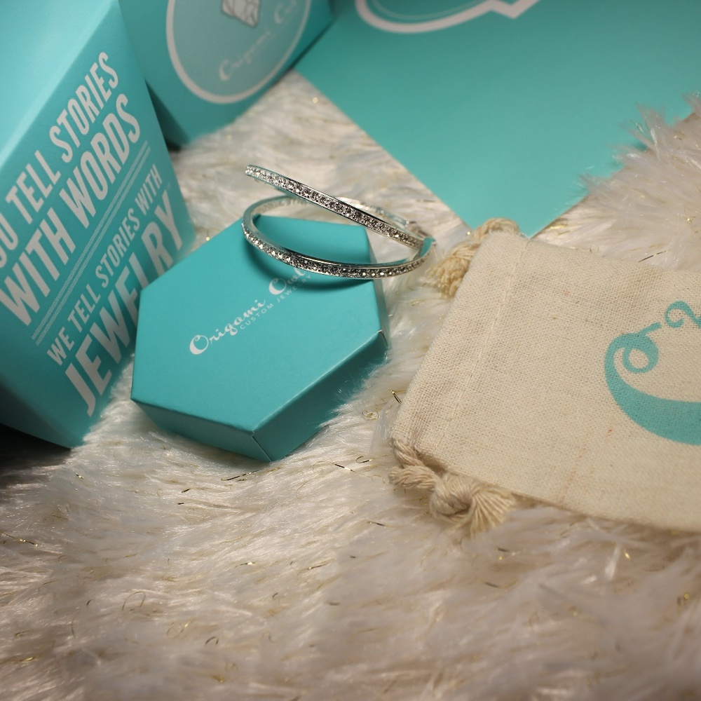 Silver Hoop Earring w/Crystals